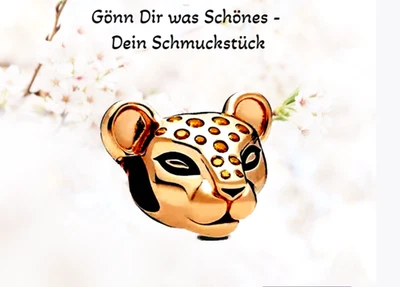 Sterlingsilber 925 Anhänger rosè Leopardenkopf Leopard Charm f Armband Kette #4 - Bild 1 von 3