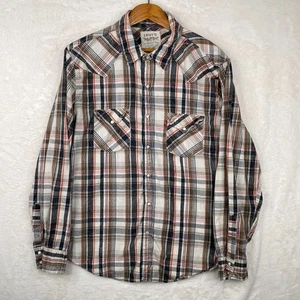 Camisa De Colección Levis Perla A Presión Para Hombres XL Cuadros Manga Larga Western Dos Caballos Marca - Imagen 1 de 14