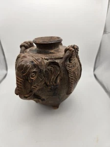 Vintage Cambodian Khmer Brownware 4.5" Elaphant Pottery - Picture 1 of 7