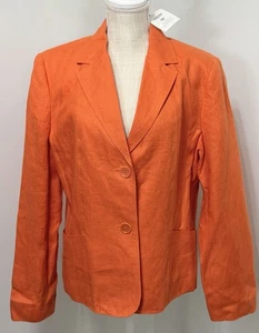 NEW Talbots Orange Blazer Sz 16 Irish Linen Classic 2-Button Jacket Suit Office - Picture 1 of 2