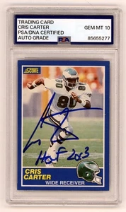 Cris Carter 1989 Score Football #72 signiert Rookie RC mit HOF 2013 PSA 10 Autogramm - Bild 1 von 1