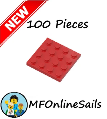 *NEW* 100x Genuine LEGO 4x4 RED PLATES  - BULK LOT MILS #3031 - Image 1 of 4