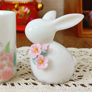 Ceramic Rabbit Ornament Bunny Figurines Home Decor Statue Porcelain - Picture 1 of 12