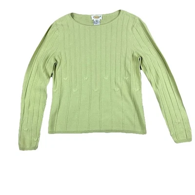 Suéter Vintage Talbots Seda Cachemira Algodón Verde Claro Floral Tejido Talla Mediana Foto 1 de 4