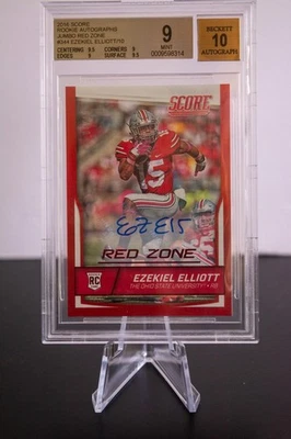 2016 Score Ezekiel Elliott Red Zone RC Auto /10 BGS 9 - Image 1 of 2