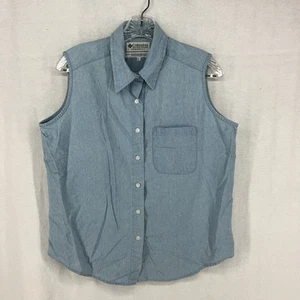 Columbia Mujer Abotonable Grande Azul Sin Mangas Bolsillo Frontal - Imagen 1 de 13