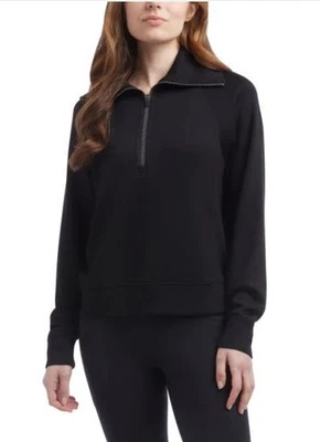 Sudadera Danskin Mujer Negra Top Lujo 1/2 Cremallera Transpirable Peso Pesado Suave Foto 1 de 4