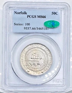 1936 Norfolk Half-Dollar Silver Commemorative Coin 🔥PCGS MS 66 CAC🔥 - Picture 1 of 3