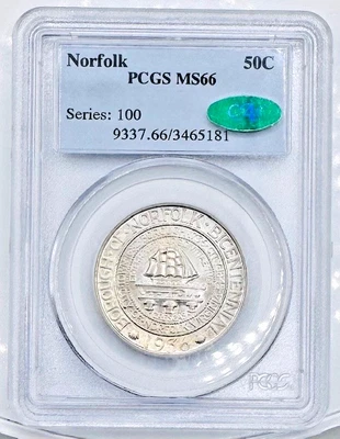 1936 Norfolk Half-Dollar Silver Commemorative Coin 🔥PCGS MS 66 CAC🔥 - Image 1 of 3