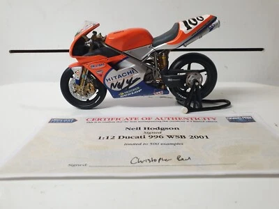 1/12 Minichamps 2001 Ducati 996RS Neil Hodgson SIGNED with COA - minor damage - Image 1 of 4