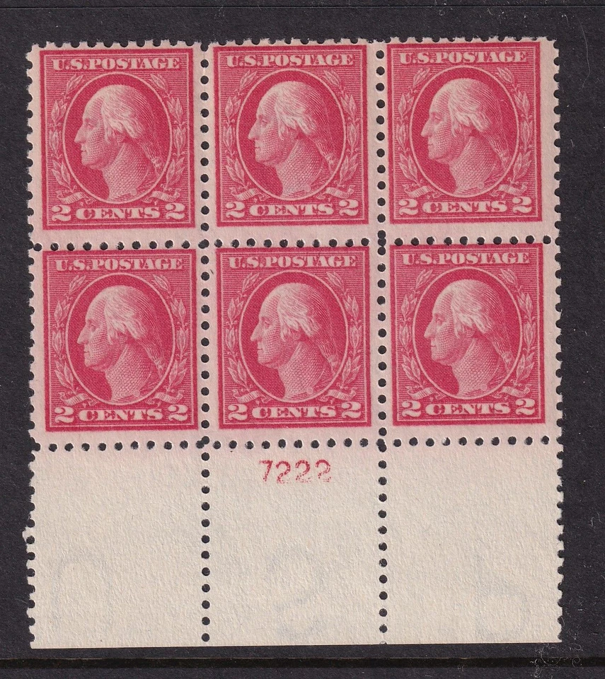 1914 Washington 2c Sc 425 MNH with nice full original gum, plate block (CE - Image 1 of 1
