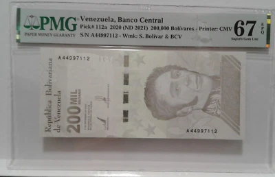 VENEZUELA, Banco Central 200,000 Bolivars 2020 PMG 67 Gem Uncirculated - Image 1 of 4