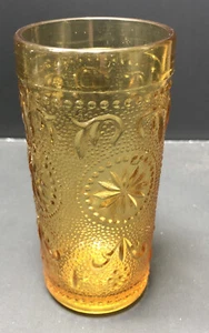 1 Vintage American Concord Brockway Glass Amber Colored Flower 4" Juice Glass - Picture 1 of 5