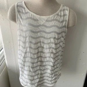 Anthropologie C. Keer White Tank W/Silver Sequins Womens L NWT - Picture 1 of 5