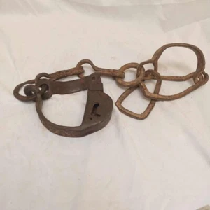 ANTIKE FESSELN BEIN GEFÄNGNIS EISEN URALTE FESSELN GEFÄNGNIS GEFANGENE BEINSCHELLEN N9 - Bild 1 von 21
