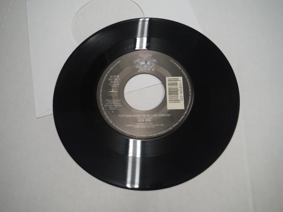 Bon Jovi Bed of Roses B/w Lay Your Hands Live 8648527 Strlng 7" 45rpm Vinyl VG