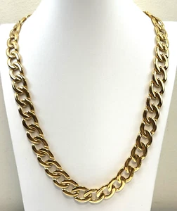 Vintage Napier Signed Golden Tone Chain Link Necklace 24" Costume Jewelry Estate - Picture 1 of 8