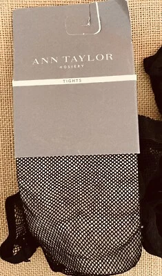¡¡¡NUEVO!!! Pantimedias ANN TAYLOR Fishnet negras puntera reforzada transparente M/L nuevas con etiquetas Foto 1 de 4