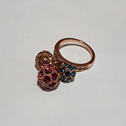 #5 18K ROSE GOLD PLATED AMBER TURQUOISE PERSIAN PINK ZIRCONIUM IN RING SIZE 8