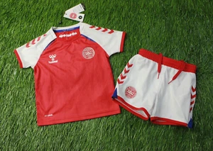 DENMARK TEAM 2020/2021 FOOTBALL KIT SHIRT AND SHORTS HOME HUMMEL 9-12 MOUNTS - Picture 1 of 20