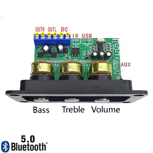Amplificador de potencia 12V Bluetooth 5.0 amplificador de sonido estéreo 2x20W con disco U auxiliar - Imagen 1 de 8