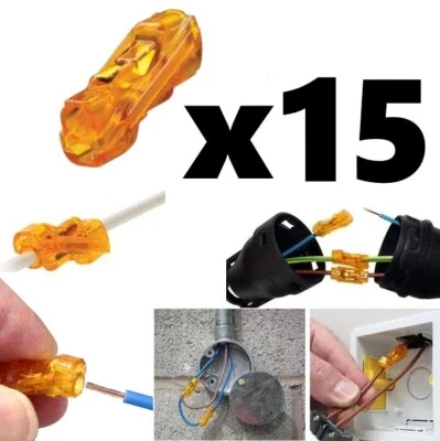 15x Push In Wire Connectors In-Line Ideal SpliceLine for Electrical Cable Wires