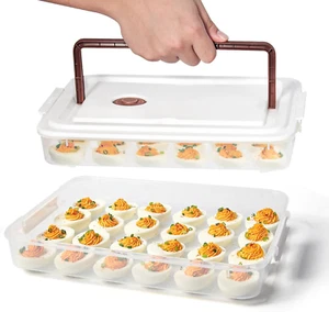 Deviled Egg Containers with Lid, (Set of 2), Plastic Deviled Egg Tray Carrier wi - Picture 1 of 7
