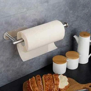 Kitchen Roll Paper Towel Holder Under Cabinet Self Adhesive and Wall Mounted - Picture 1 of 5