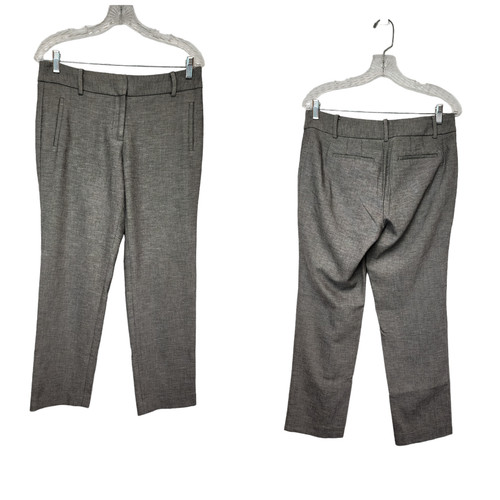 JORDAN Pantaloni eleganti Talbots Newport curvy gamba dritta vita media grigio spina di pesce 6P