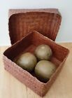 Wicker Weave Box Storage Basket Lid Natural Grass Herb Loaf Multi Purpose Small