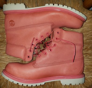pink timberland heels