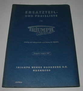 Ersatzteilliste Triumph Cornet Ersatzteilkatalog ET Katalog August 1954! - Imagen 1 de 1