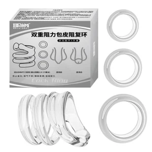 Anillo corrector de prepucio masculino reutilizable de silicona para retrasar la eyaculación pene anillo para el pene - Imagen 1 de 10