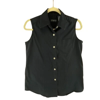 Blusa para mujer Liz Claiborne Lizsport sin mangas negra con botones S mezcla de algodón Foto 1 de 4