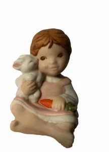 1983 Hallmark Fine Porcelain Girl w/Bunny and Carrot Figurine - Picture 1 of 5