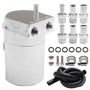 Universal Oil Catch Can Reservoir Baffled Tank Aluminum Car Truck 300ml Silvery - Foto 1 di 6