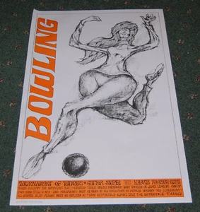 Vintage 1960s John Hitesman Poster Bowling 14 x 22" - Picture 1 of 1