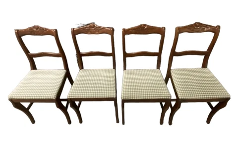 4 Vintage Set Carved Wooden Dining Chairs Farmhouse French County Buyer$Shipping Cover