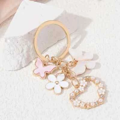 Butterfly Flower Fashion Keyring Purse Backpack Bag Car Charm Key Ring Gift Foto 1 de 4