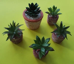 5 SUCCULENSTS IN POTS Plants Artificial Small Fake PLANTS for home or office - Picture 1 of 13