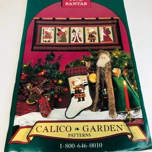 FIVE SANTAS QUILT PATTERN Wall Hanging, Stocking by Calico Garden (1994) - Picture 1 of 5