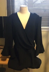 Topshop Black Dress 3/4 Ruffle sheeve, Mini shorts pants, Size 6 Eur 38 UK 10 - Picture 1 of 6