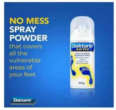 BRANDED Daktarin Aktiv Spray Powder 100g - Relief & Protection from Athlete's Foot D