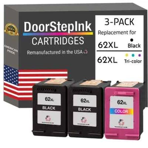 Cartuchos de tinta compatibles DoorStepInk para HP 62XL 2 negros/1 paquete tricolor-EE. UU. - Imagen 1 de 5