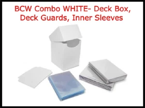 BCW WHITE Deck Box/Deck Guards/ Inner Sleeves For Standard Cards Combo Pack Deal - Picture 1 of 5
