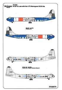 Warbird  EB-36H Kirkland AFB, B-36J-1-CF Peacemaker Decals 1/72 033 - Picture 1 of 4
