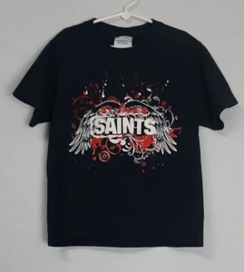 Youth Small St James Minnesota Saints Black T Shirt Football - Picture 1 of 3