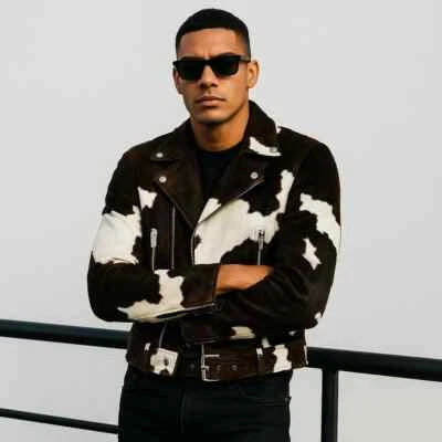 For Men Cowhide Leather Jacket Natural Hair Skin and Stylish Western Fur Coat - Image 1 of 4