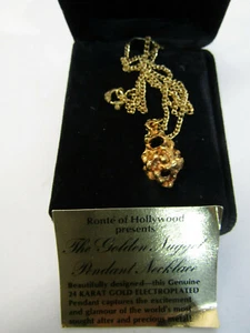 OLD VINTAGE COSTUME JEWELRY RONTE OF HOLLYEOOD GOLDEN NUGGET PENDANT NECKLACE - Picture 1 of 1