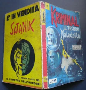 KRIMINAL 11/1965 "IL TESORO MALEDETTO" FUMETTO PER ADULTI DIS. INGOGLIA DI RESA - Picture 1 of 2
